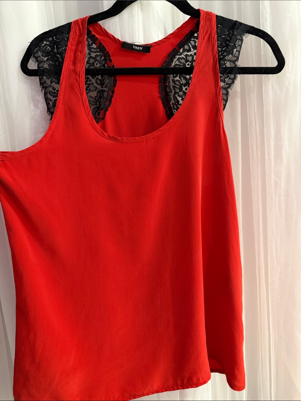 Red Lace-Back Camisole Tank Top by Toupy